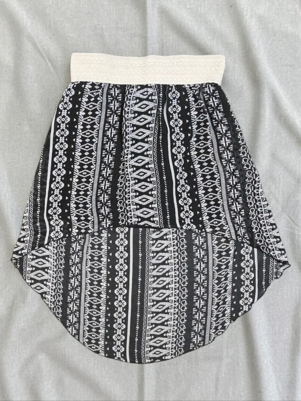 Beautees Boho Tribal Print High-Low Skirt